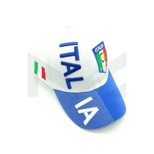 Casquette brodée 3D avec drapeau italien, lettres et motif pays, bleu/blanc - Product Image 1