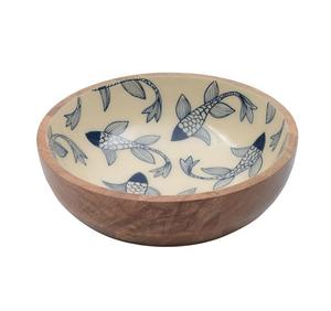 Cuenco de madera con estampado antiguo para servir ensaladas, cuenco blanco para servir ensaladas, fabricante, nuevo diseño - Product Image 5