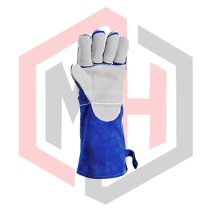 Guantes de Protección para Soldadura por Arco Eléctrico, Cuero Vacuno, Azul Grisáceo, Antiestáticos, 7 oz de Grosor, 16 Pulgadas de Largo, Sin Silicona - Product Image 6