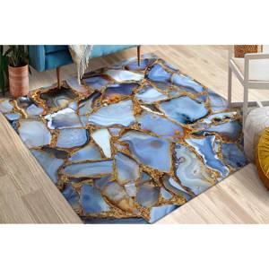 Tapis en marbre bleu et or : Tapis brillant antidérapant, tapis fin non tissé - Product Image 5