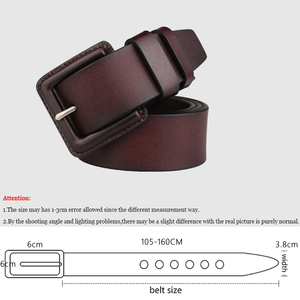 Venta caliente hombres clásicos Vintage negro marrón Correa calidad cinturones de cuero genuino con hebilla de Pin - Product Image 4