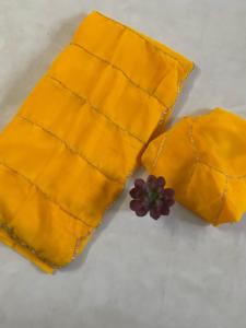 Sari de tela Georgette pura pesada ligera de diseñador de Bollywood indio para mujer con la última blusa hermoso trabajo de mano étnico - Product Image 4