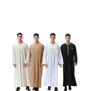 Thobe pour hommes Nouveau design de tissu personnalisé Vêtements islamiques Thobe brodé pour hommes musulmans Vente en gros - Product Image 1