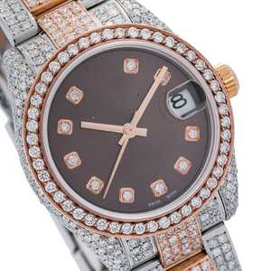นาฬิกาสแตนเลสสตีลอัตโนมัติสุดหรูเปิดตัวใหม่หน้าปัดสีดำเพชรเพชรโมอิสซาไนต์บอกชั่วโมงนาฬิกาอะนาล็อกระดับพรีเมียม - Product Image 2