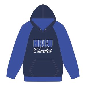 HBCU Sudadera con capucha de manga raglán azul marino educado Chenille bordado hermandad griega Divine Nine Collegiate Pride Custom Logo Hoodie - Product Image 2