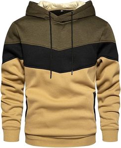 Sudadera con capucha de lana para hombre, Sudadera con capucha informal, Top de color en contraste con bolsillo Kanga - Product Image 4