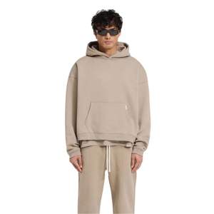 Inicial Boxy Pullover Hoodie Dune Heavyweight 500gsm Oversized Fit Mangas anchas Minimal Branding Streetwear Moda - Product Image 4