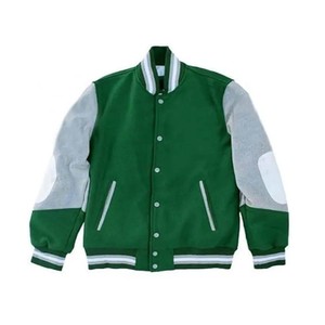 Veste d'université décontractée en coton mélangé avec logo personnalisé classique avec fermeture à boutons à rayures 2 tons pour hommes - Product Image 1