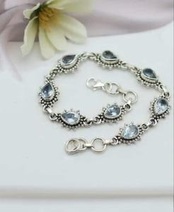 Blue Topaz Tennis Glowing Luxury <b>Charm</b> <b>Bracelet</b> 925 Sterling <b>Silver</b> GIA Certified December Birthstone Jewelry Gift for Her Women - Product Image 2