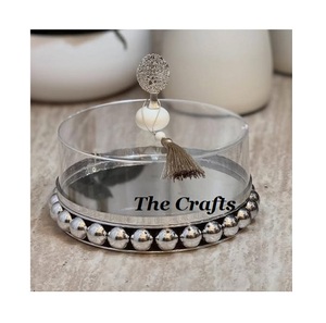 Plateau de service en acier et en fer avec dôme en acrylique Ensemble de deux Qualité supérieure Utilisation à domicile et à l'hôtel Option de logo personnalisé - Product Image 3