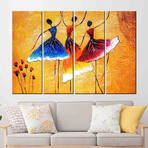 Lienzo Impreso: Elegante Arte Mural Moderno de Bailarina, Decoración de Danza de 4 Paneles, Enmarcado en 4P - Product Image 1
