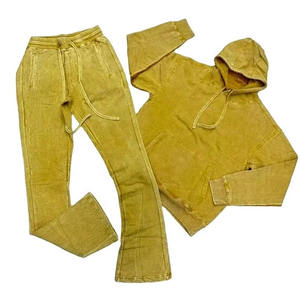 Personalizable 100% algodón térmico hombres chándal en relieve impresión capucha Jogger conjunto invierno pantalones de chándal Etiqueta Privada ODM suministro - Product Image 5