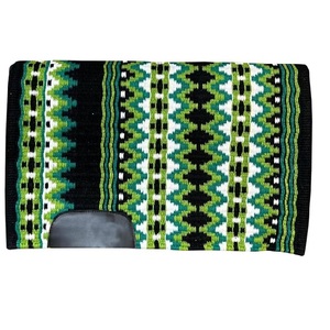 ANSH INTERNATIONAL Tapis de selle classique Western en mélange de laine et coton, doublure polaire, polyvalent, motif écossais, vert - Product Image 4