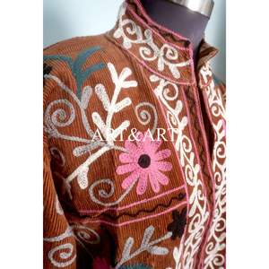 Veste matelassée en coton indien brodée pour femmes, automne/hiver, écologique, respirante, manches longues, longueur régulière, Cotrise - Product Image 3