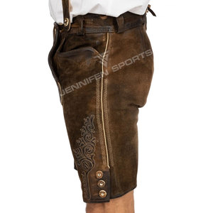 Tirantes cortos de invierno de cuero nobuk de piel de vaca para hombre, botones bordados Vintage, cierre frontal no tejido - Product Image 5