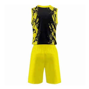 Ensemble de maillots de basket-ball d'été respirants et à séchage rapide CABRA WEAR, sans manches, 100% polyester, réversibles, personnalisables OEM - Product Image 2