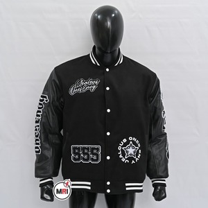 OEM Service Custom Made PU Leather Sleeves Chenille Embroidery Wool Body Streetwear Letterman Varsity Jackets For Mens - Product Image 1