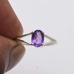 Vente en gros d'anneaux de style bohème en argent sterling 925, pierres précieuses d'améthyste de coupe ovale naturelle, look incroyable, bijoux en vrac Sobiz - Product Image 5