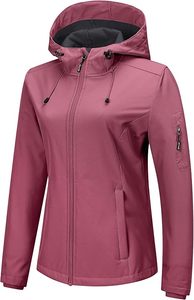 Chaqueta Softshell personalizada de primera calidad para mujer con capucha, forro polar, cálida, ligera, impermeable, cortavientos aislado - Product Image 2