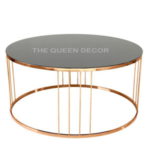 โต๊ะกาแฟสีทองทรงกลมที่ทันสมัยพร้อมกรอบแก้วและโลหะโต๊ะซ้อนสไตล์คลาสสิกประกอบง่ายสำหรับห้องนั่งเล่น - Product Image 5