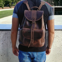 Sac à dos unisexe personnalisé en cuir véritable de haute qualité, style vintage, décontracté, pour l'université, les voyages, pour ordinateur portable, fait main, populaire, motif géométrique à cordon
