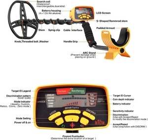 เครื่องตรวจจับโลหะระดับมืออาชีพ MD-6350 สำหรับค้นหาสมบัติใต้ดิน พร้อมจอ LCD แสดงตำแหน่งเป้าหมาย หัวตรวจจับแบบ DD ขนาด 12 นิ้ว แบบพกพา - Product Image 6