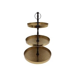 Soporte redondo de lujo para pastel de madera de Metal, acabados naturales, diseño elegante para exhibición de fiesta de cumpleaños de boda, venta al por mayor, herramientas para pastel a granel - Product Image 5