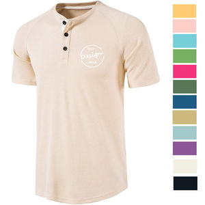High Quality Customized <b>Men's</b> Plus Size <b>Henley</b> <b>Shirts</b> Top Design Versatile Soft Breathable 100% Cotton Fabric for Any Season - Product Image 5