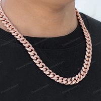 Cadena de eslabones cubanos Miami de oro blanco chapado en oro de 10/14/18 quilates de 12 mm, personalizada al por mayor, de 16-24 pulgadas, con moissanita totalmente engastada.