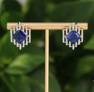 Elegant CZ AD Jewelry White Rhodium Polish Fancy Style <b>Tops</b> Studs Earrings Perfect Party Wear Jewelry for <b>Women</b> and Daily - Product Image 1