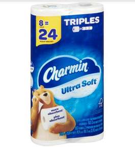 Precio al por mayor Charmin-Papel higiénico ultra suave 24 Mega Rollos = 96 Rollos regulares Sellado de fábrica - Product Image 1