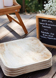 Assiettes carrées jetables en bambou et feuille de palmier de 4 pouces Pack de 25 pièces compostables et biodégradables pour les mariages et les fêtes - Product Image 4