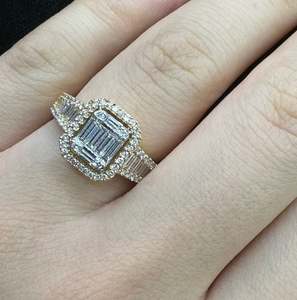 Anillo de boda de eternidad de doble fila Anillo de lujo de oro amarillo y diamantes de 18 quilates Anillos de regalo de moissanita para fiesta y Aniversario - Product Image 6