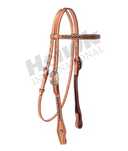 Calidad superior Diseño occidental Cuero Equitación Headstall Buck Stitch Tooling Headcollar Precio competitivo - Product Image 5