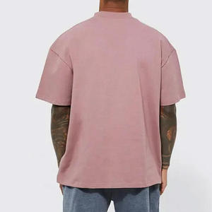 เสื้อยืดเข้ารูปบ็อกซี่สำหรับผู้ชายเสื้อคอตตอนแบบหนาสำหรับ100% เสื้อยืดไหล่ปล่อย - Product Image 4