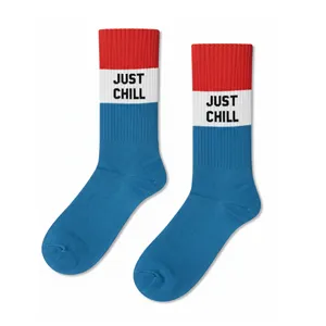 Colorful Nylon <b>Socks</b> with Cute 'Just Chill' Embroidery Breathable and <b>Soft</b> Disposable Design Logo One Size for Winter Use - Product Image 1