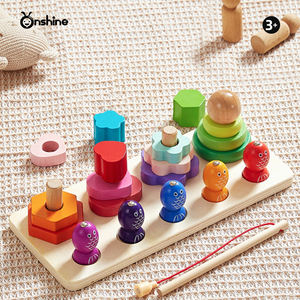Tour empilable en bois d'inspiration <span class=keywords><strong>Montessori</strong></span> pour enfants de 5 à 7 ans Tour arc-en-ciel éducative sur le thème des motos - Product Image 5