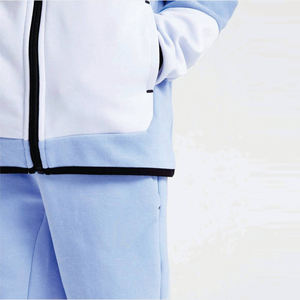 Ensemble de survêtement deux pièces bleu et blanc pour enfants, veste zippée et pantalon de jogging, vêtements de sport décontractés, tenue de sport pour garçons - Product Image 4