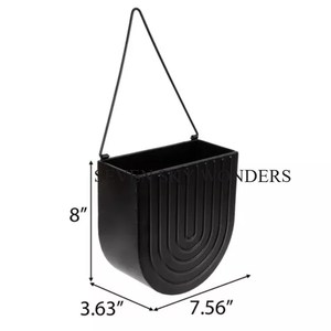 Jardinières suspendues jardin ferme Pots de fleurs et tenture murale décorative couleur noire jardinières en métal enduit de poudre artisanat - Product Image 2
