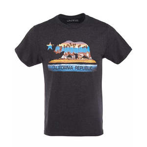 T-shirt grigia da uomo Univibe XX Large con stampa grafica California Bear Boardwalk e logo serigrafato - Product Image 1