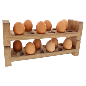 หายากโบราณวิคตอเรียสองชั้นชั้นชั้นวางไข่ไม้สำหรับ24หรือ2โหลไข่กับคอลัมน์หันบ้านไร่ - Product Image 4