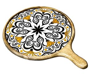 Tabla de cortar de madera redonda con mango para cocina, Plato decorativo para queso - Product Image 2