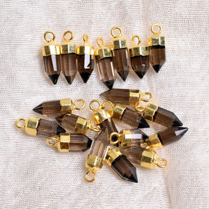 Collar con colgante de bala de cuarzo ahumado natural, suministros para fabricación de joyas, venta al por mayor, accesorios de piedras preciosas directos de fábrica a granel - Product Image 2