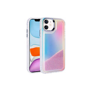 Coque en silicone liquide colorée avec motif de perles givrées pour iPhone 12 - Violet - Product Image 1