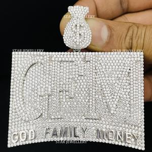 Colgante de Letra Personalizada con Diamantes Naturales Redondos de Corte Brillante, Chapado en Oro de 10K, Estilo Hip Hop, Joyería Unisex - Product Image 1