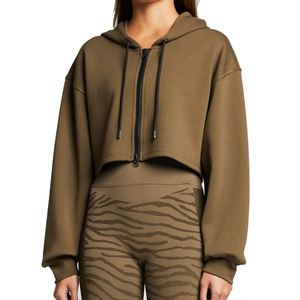 Venta al por mayor de manga larga Sudadera con capucha Señora Mujeres Crop Top Pullover Sudaderas con capucha cortas para las mujeres - Product Image 3