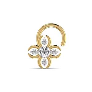 ห่วงจมูกเพชรสำหรับผู้หญิงดีไซน์0.11CT เพื่อ14kt เครื่องประดับชั้นดีสำหรับงานแต่งงานสีเหลืองกุหลาบขาวทอง - Product Image 1