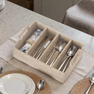 Cesta de Ratán Natural para Cucharas y Tenedores, Hecha a Mano, Ecológica, Moderna, Multiusos, Artex Green Earth, Forma Circular - Product Image 5