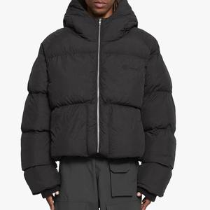 Nuevas chaquetas acolchadas negras para hombre con cuello levantado, ropa informal suelta con capucha, cremallera completa, lona de algodón de invierno - Product Image 6