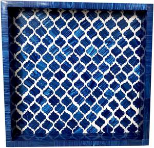Bandejas para servir con incrustaciones de hueso hechas a mano de diseño único Bandejas decorativas elegantes y mejores Ecológicas y sostenibles en la India - Product Image 2
